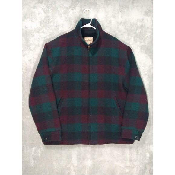 Woolrich Other - Vintage Woolrich Jacket Mens XL Blue Plaid Wool Rugged Outdoor Hunting Bomber